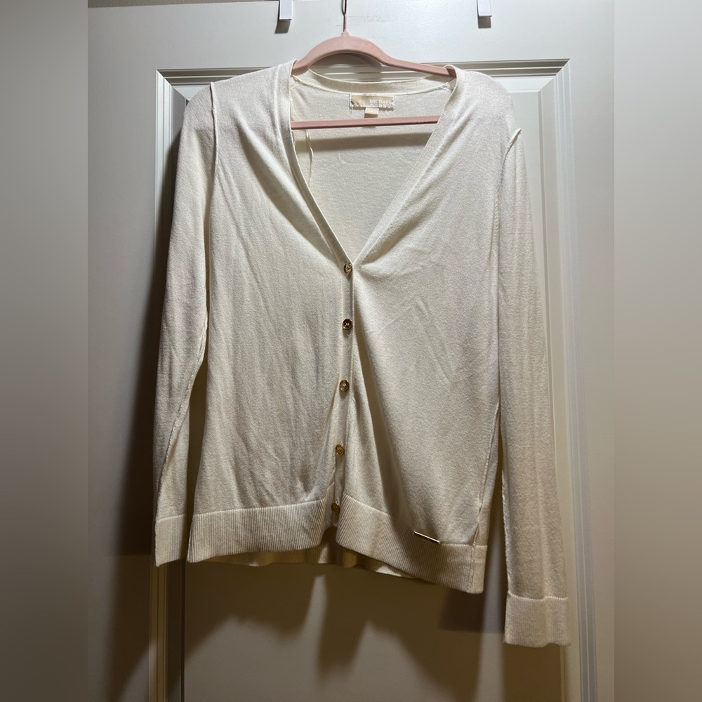 Michael Kors Cream Button-Up Cardigan